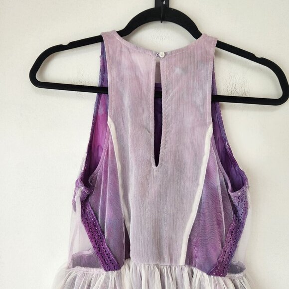 Abercrombie & Fitch Sleeveless Lace Purple Tie-Dye Boho Festival Dress Size S - Picture 4 of 7
